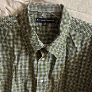 Tommy Hilfiger Men's Olive Checkered Shirt